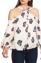 Women's 1.state Floating Blossoms Twist Neck Cold Shoulder Blouse