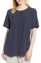 Women's Eileen Fisher Stripe Top, Size - Blue