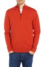 Men's French Connection Stretch Cotton Quarter Zip Sweater, Size - Red
