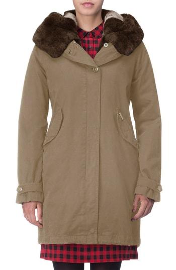 Women's Woolrich Literary Rex Parka With Genuine Rabbit Fur Trim And Detachable Liner - Brown