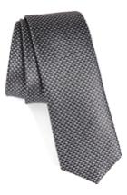 Men's Boss Geometric Silk Skinny Tie, Size - Black