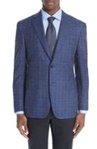 Men's Canali Classic Fit Plaid Wool Blend Sport Coat Us / 50 Eu R - Blue