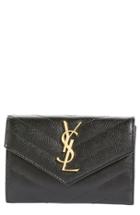 Women's Saint Laurent 'monogram' Quilted Leather French Wallet - Black