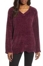 Women's Wit & Wisdom Scalloped Chenille Sweater - Burgundy