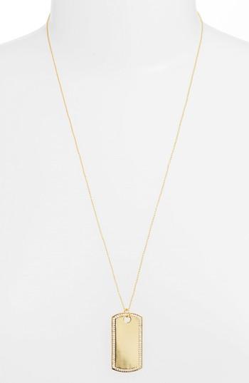 Women's Argento Vivo Pave Dog Tag Pendant Necklace