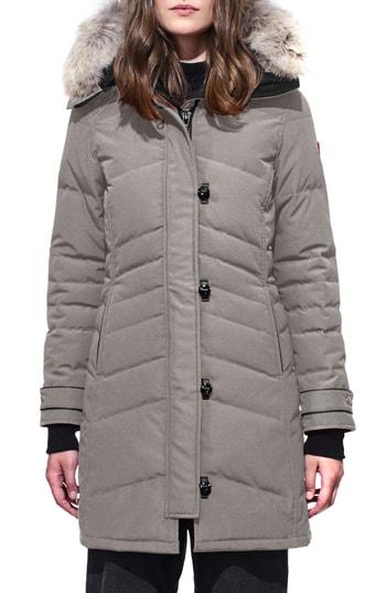 Women's Canada Goose Lorette Fusion Fit Hooded Down Parka With Genuine Coyote Fur Trim - Grey