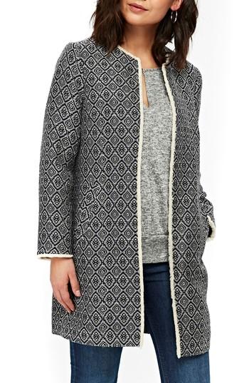 Women's Wallis Textured Jacquard Coat Us / 10 Uk - Blue