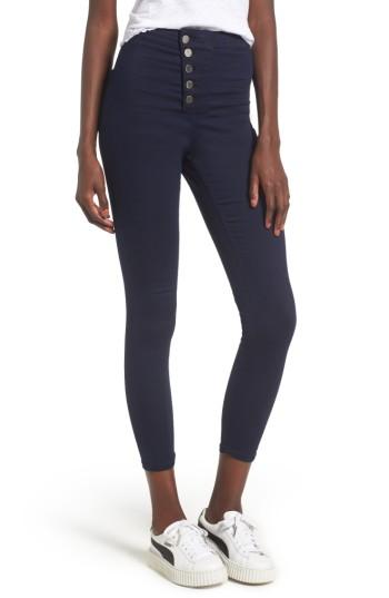 Women's Topshop Joni Button Front Skinny Jeans X 30 - Blue
