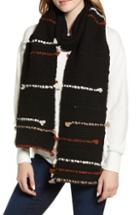 Women's Frye Broken Stripe Wool Blend Muffler, Size - Black