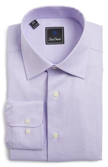 Men's David Donahue Regular Fit Houndstooth Dress Shirt 32/33 - Purple