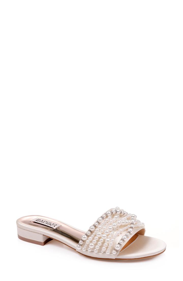 Women's Badgley Mischka Florentina Embellished Slide Sandal M - Ivory