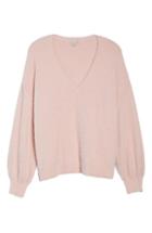 Women's Halogen Fuzzy V-neck Sweater - Pink