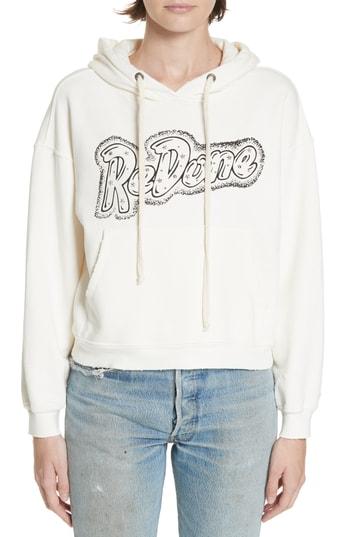 Women's Re/done Doll Studded Logo Sweatshirt - White