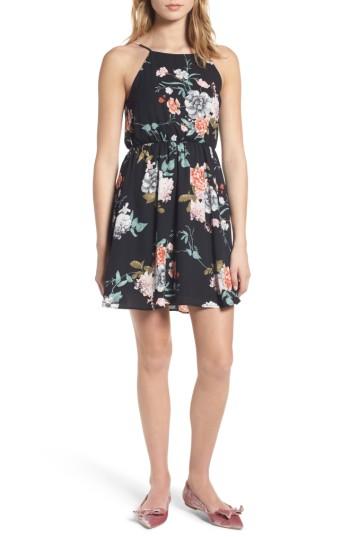 Women's Lush Back Tie Blouson Dress - Black