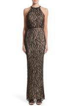 Women's Rachel Gilbert Toriana Beaded Mesh Gown - Black