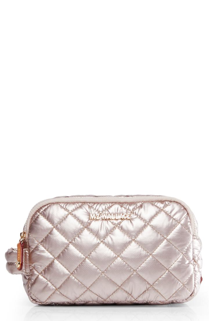 Mz Wallace Sam Quilted Nylon Cosmetics Case, Size - Rose Gold Metallic