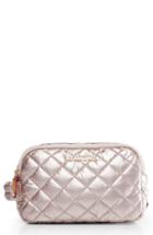 Mz Wallace Sam Quilted Nylon Cosmetics Case, Size - Rose Gold Metallic