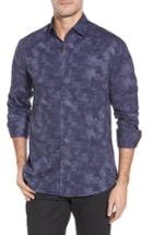 Men's Stone Rose Slim Fit Houndstooth Fx Sport Shirt (l) - Blue