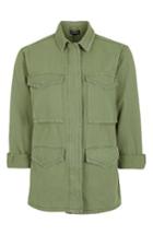 Women's Topshop Ethan Shirt Jacket Us (fits Like 0) - Green