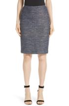 Women's St. John Collection Copper Sequin Tweed Knit Skirt - Blue