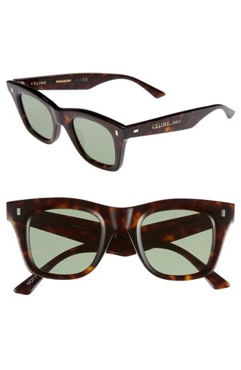Women's Celine 46mm Square Sunglasses - Dark Havana