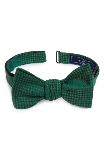 Men's The Tie Bar Check Mates Silk Bow Tie, Size - Green