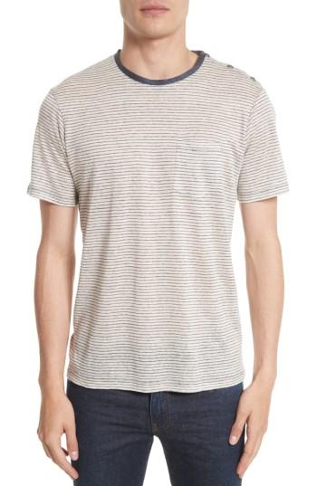Men's The Kooples Stripe Linen T-shirt - Beige