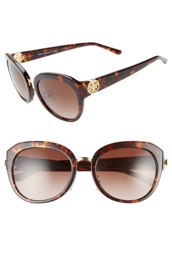 Women's Tory Burch Irregular Reva 56mm Sunglasses - Dark Tortoise Gradient