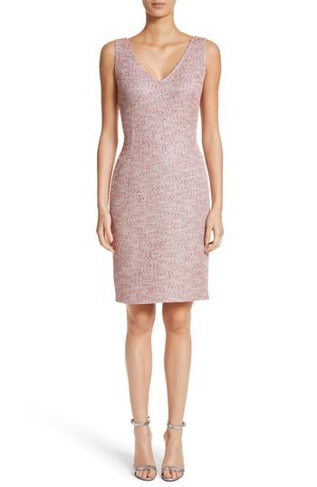 Women's St. John Collection Metallic Tweed Sheath Dress