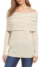 Petite Women's Halogen Cashmere Off The Shoulder Sweater P - Beige