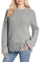 Women's Moon River Fringe Hem Sweater - Grey