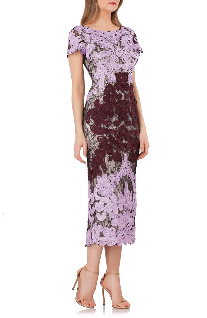 Women's Js Collections Soutache Lace Midi Dress - Purple