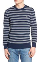 Men's Lacoste Waffle Stitch Stripe Sweater (l) - Blue