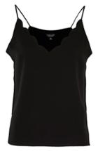 Women's Topshop Scallop Camisole Us (fits Like 0) - Black