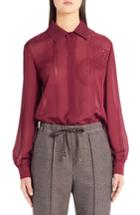 Women's Fendi Embroidered Polka Dot Voile Blouse Us / 42 It - Red