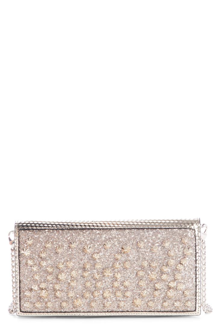 Women's Christian Louboutin Boudoir Studded Wallet On A Chain - Metallic