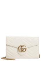 Women's Gucci Gg Marmont 2.0 Matelasse Leather Wallet On A Chain - White