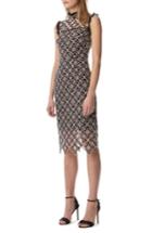Women's Ml Monique Lhuillier Two Tone Lace Sheath Dress - Black