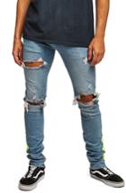 Men's Topman Side Tape Stretch Skinny Fit Jeans X R - Blue