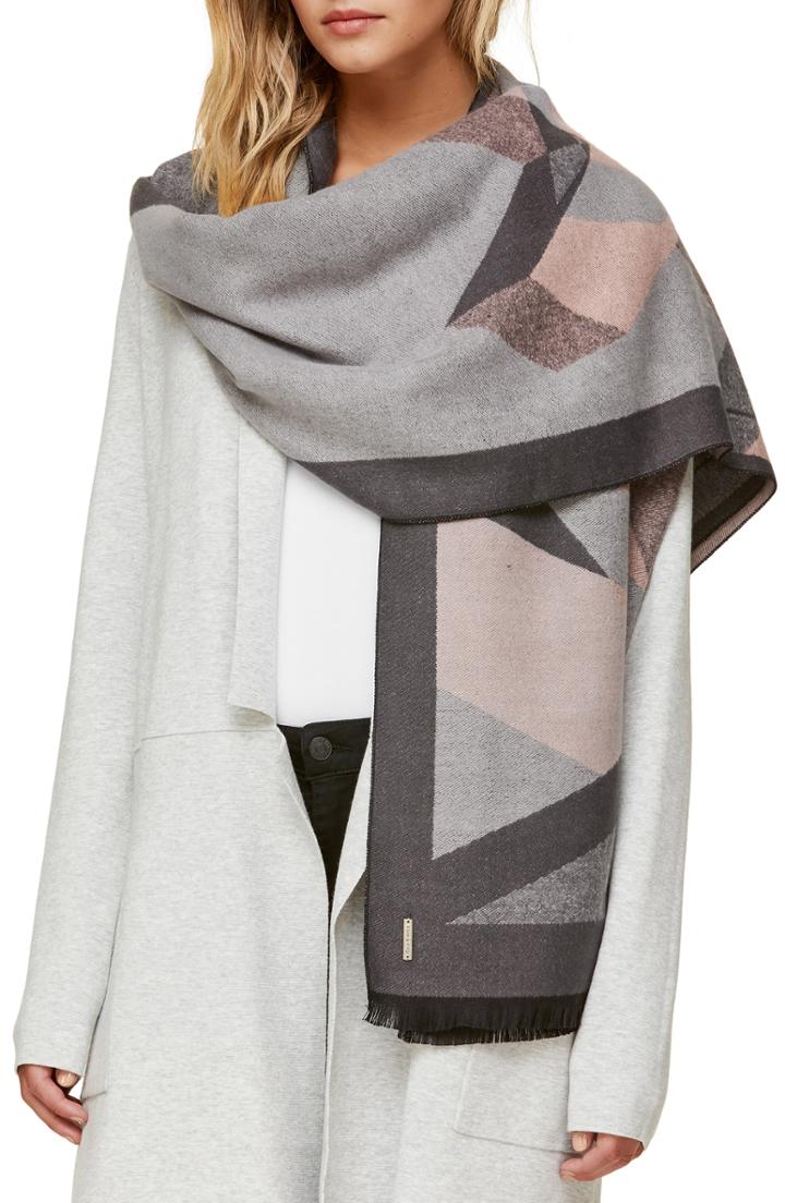 Women's Soia & Kyo Woven Scarf With Geometric Print, Size - Grey