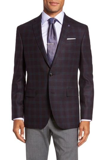 Men's Ted Baker London Trim Fit Plaid Wool Sport Coat S - Purple