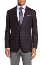 Men's Ted Baker London Trim Fit Plaid Wool Sport Coat S - Purple