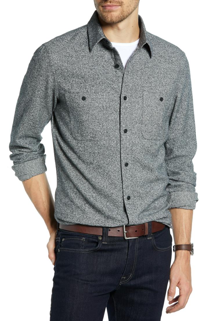 Men's 1901 Trim Fit Workwear Flannel Sport Shirt - Black