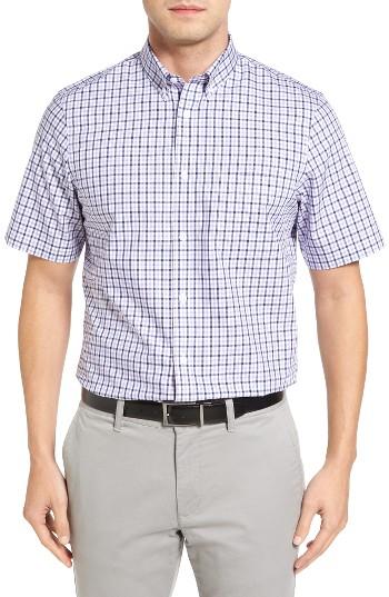 Men's Nordstrom Men's Shop Smartcare(tm) Regular Fit Short Sleeve Sport Shirt, Size - Purple