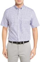 Men's Nordstrom Men's Shop Smartcare(tm) Regular Fit Short Sleeve Sport Shirt, Size - Purple
