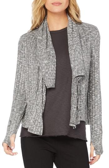 Women's Michael Stars Jasper Poorboy Draped Neck Crop Cardigan, Size - Grey