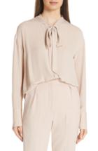 Women's Theory Tie Neck Silk Blouse - Pink