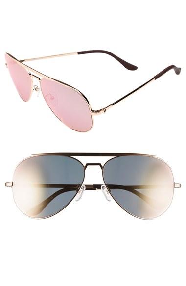 Women's Valley 'marshall' 62mm Aviator Sunglasses - Rose Gold/ Mirror