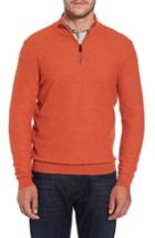 Men's David Donahue Honeycomb Quarter Zip Sweater - Orange