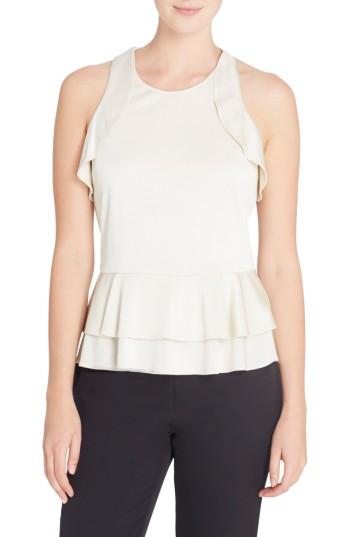 Women's Catherine Catherine Malandrino Katrina Racerback Peplum Tank - White